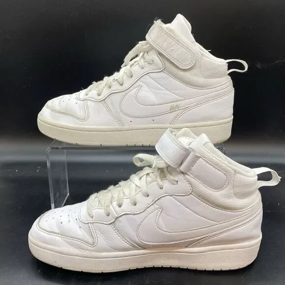 Nike Court Borough Mid 2 Triple White Youth Shoes CD7782-100 GS Size 7Y - Picture 2 of 8